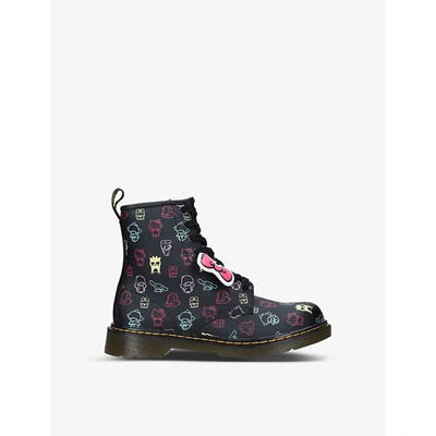 Dr. Martens Girls Blk/other Kids  1460 X Hello Kitty & Friends 8-eye Leather Boots 2-5 Years 7 In Black