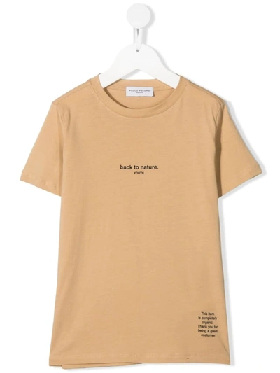 Paolo Pecora Teen Slogan Print T-shirt In Nocciola