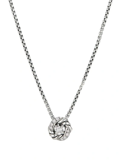David Yurman 8mm Sterling Silver Petite Infinity Diamond Pendant Necklace In Silver Pave