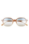 Ray Ban Leonard 53mm Gradient Square Sunglasses In Light Havana / Grad Blue-brown