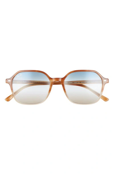 Ray Ban Leonard 53mm Gradient Square Sunglasses In Light Havana / Grad Blue-brown