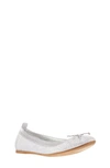 Nina Kids' Esther Ballet Flat In Silver Embossed Metallic