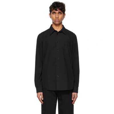Lemaire Patch-pocket Cotton-poplin Shirt In Black