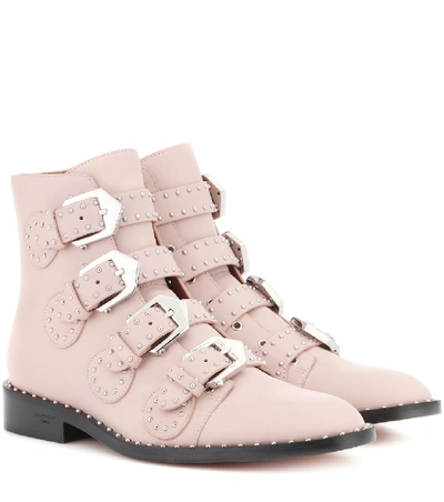 Givenchy Elegant Studded Leather Ankle Boots In Pink