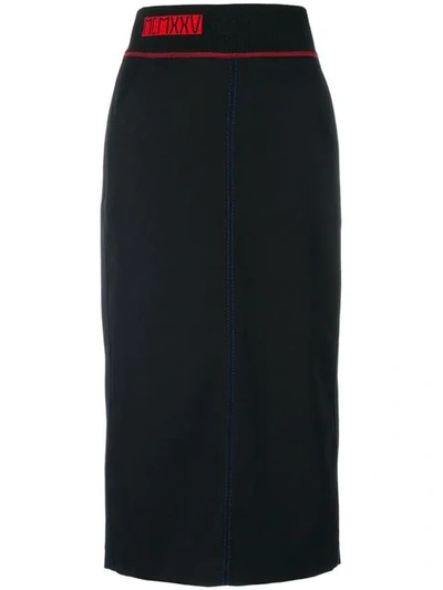 Fendi Gabardine Pencil Skirt In Black