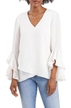 Vince Camuto Flutter Split Sleeve Georgette Top In White