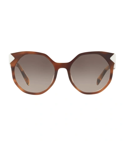 Prada Irregular Rounded Sunglasses In Brown