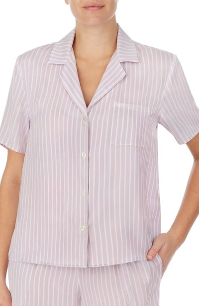 Shady Lady Short Sleeve Satin Pajama Top In Iris Stripe