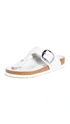Birkenstock Gizeh Big Buckle Smooth Leather Sandals In White