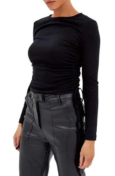 4th & Reckless Matilda Side Ruched Top In Black Jersey