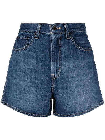 Levi's Super High Waist Loose Denim Shorts In Blue