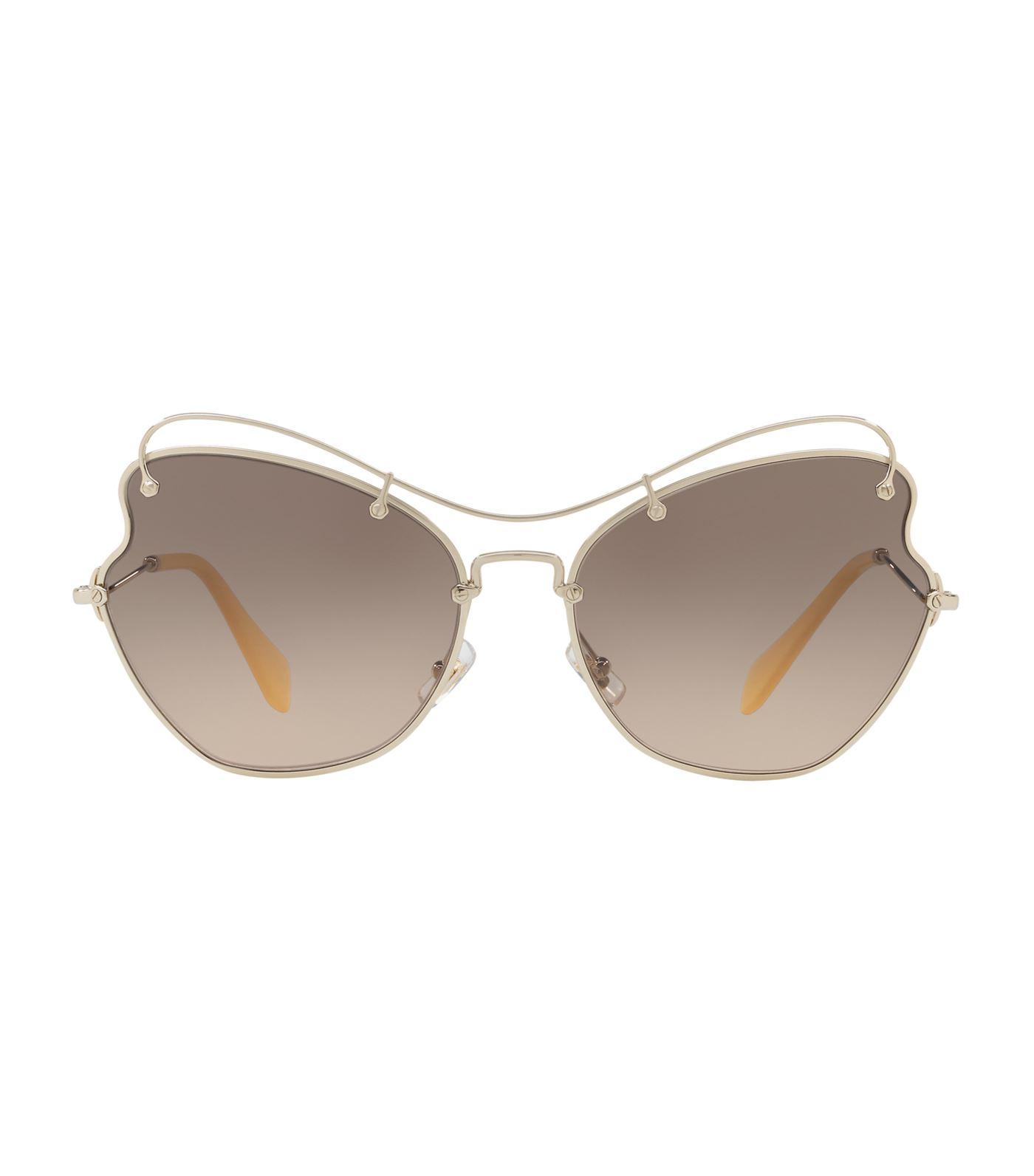 Miu Miu Scenique Irregular Sunglasses In Brown | ModeSens
