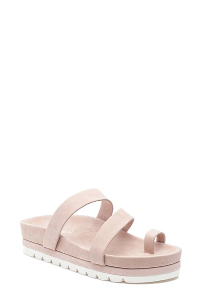 Jslides Roper Leather Toe-ring Slide Sandals In Light Pink Nubuck