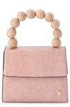 Olga Berg Caylee Wooden Bead Handle Clutch In Pink