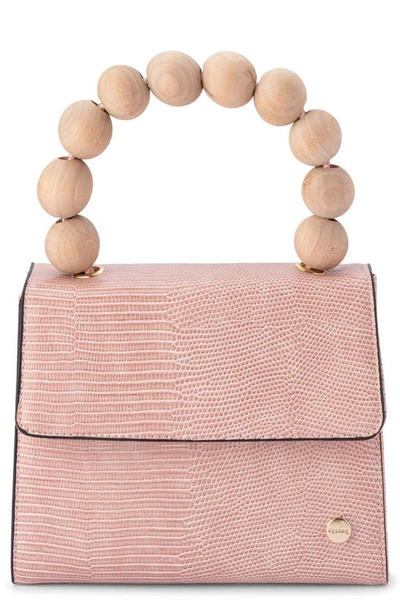 Olga Berg Caylee Wooden Bead Handle Clutch In Pink