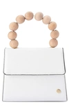 Olga Berg Caylee Wooden Bead Handle Clutch In White