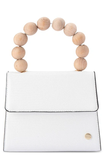 Olga Berg Caylee Wooden Bead Handle Clutch In White