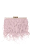 Olga Berg Ostrich Feather Embellished Clutch In Blush