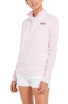 Vineyard Vines Microstripe Sankaty Half Zip Shep Shirt In Pink Cloud