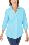 Foxcroft Taylor Fitted Non-iron Shirt In Tropic Blue