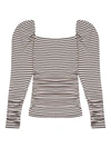 Maje Womens Pink Navy Take Striped Woven T-shirt 12 In Pink/navy