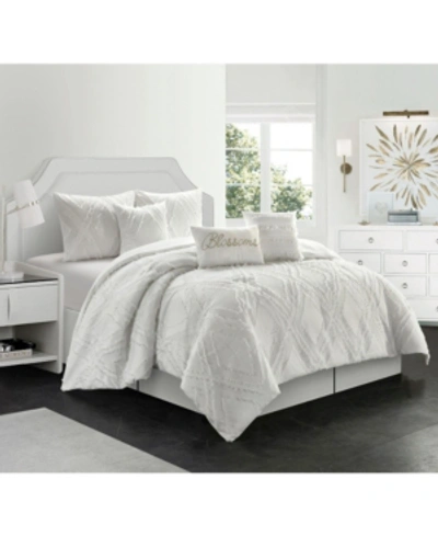 Nanshing Blossom Comforter Set, California King, 7-piece In White