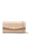 Ferragamo Envelope Flap Logo Detail Clutch In Beige