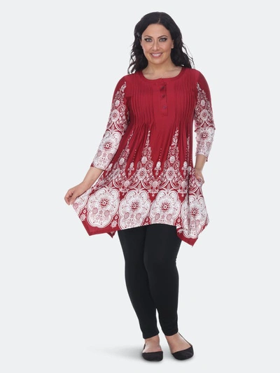 White Mark Plus Size Dulce Tunic/top In Burgundy White