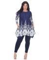 White Mark Plus Size Dulce Tunic Top In Blue