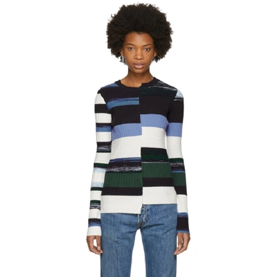 Opening Ceremony Striped Stretch-knit Sweater In Eclipse Multi