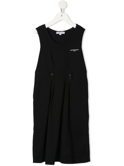 Givenchy Kids' Logo饰带细节连衣裙 In Black