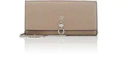Fendi Calfskin Leather Wallet On A Chain In Grey | ModeSens