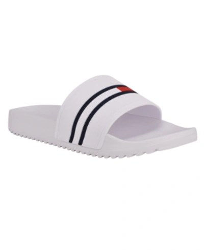 Tommy Hilfiger Men's Redder Flag Logo Pool Slide Sandals In Whisy