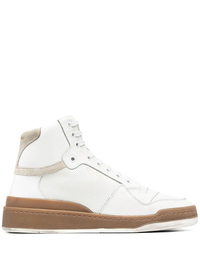 Saint Laurent Sl24 High-top Leather Trainers In White