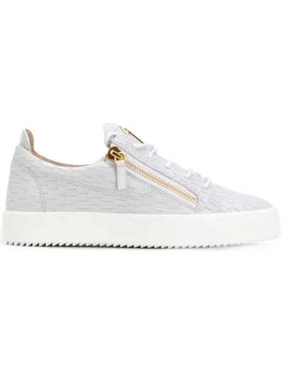 Giuseppe Zanotti Frankie Croc-embossed Leather Trainers In Grey