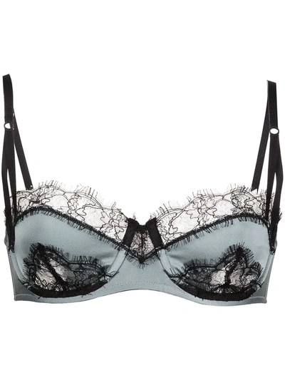 Kiki De Montparnasse Sensuel Lace-trim Underwire Balconette Bra In Storm Black