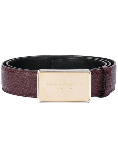 Dolce & Gabbana Brown Canvas Square Metal Buckle Men Belt