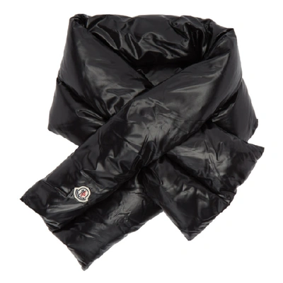 Moncler Black Down Scarf In 999 Black