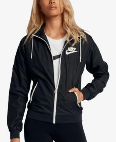 Nike Sportswear Windrunner Hooded Jacket In Black/sail