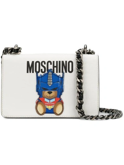 Moschino Transformer Teddy Shoulder Bag In White