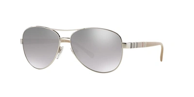 Burberry Mirrored Steel Aviator Sunglasses In Silver