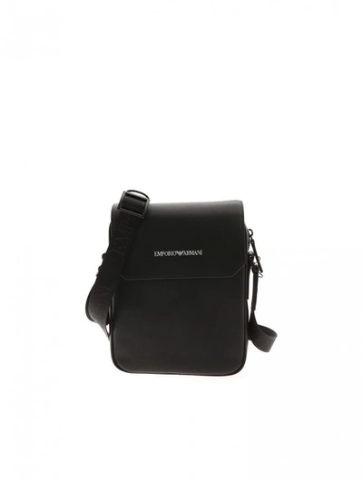 Giorgio Armani Logo Detailed Crossbody Bag In Black