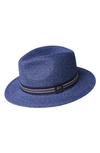 Bailey Hester Straw Fedora In Navy Heather
