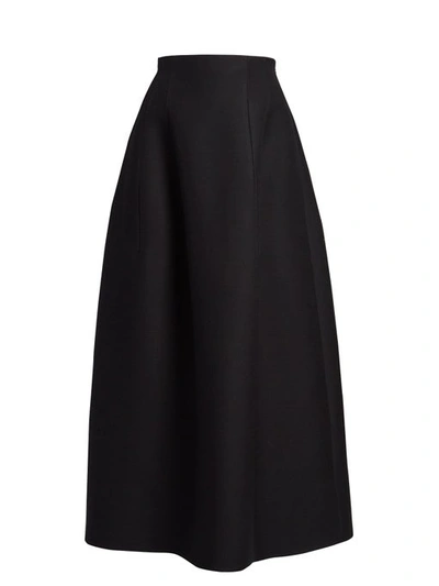 The Row Batley Wool-silk A-line Maxi Skirt In Black
