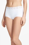 Wacoal Cotton Suede Lace Trim Briefs In White