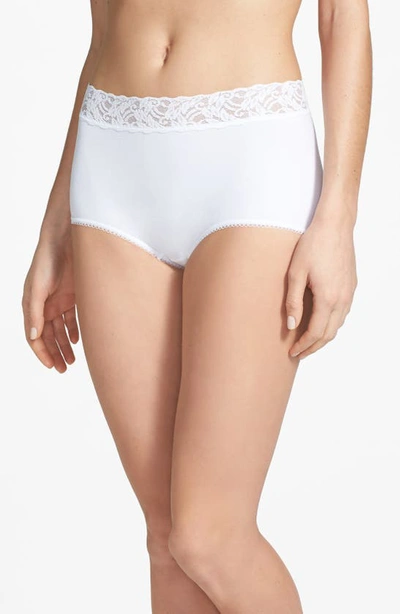 Wacoal Cotton Suede Lace Trim Briefs In White