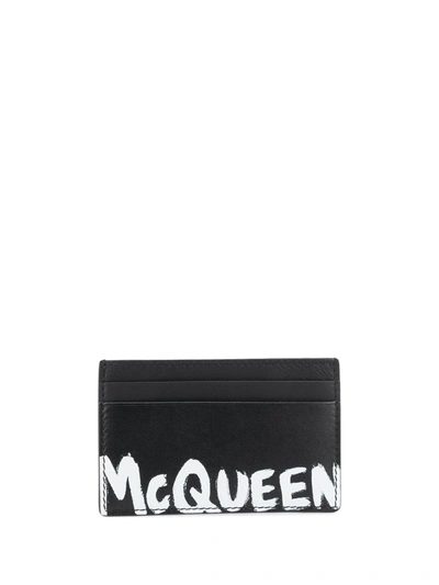 Alexander Mcqueen Mcqueen Graffiti Card Holder In Black/white
