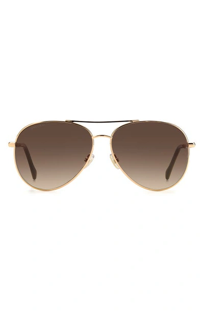 Jimmy Choo Devans Glittery Stainless Steel Aviator Sunglasses In Gold Nude / Brown Gradient