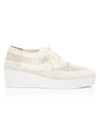 Clergerie Women's Lisa Woven Wedge Platform Oxfords In White Raffia