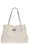 Longchamp Roseau Essential Mid Leather Tote In Talc